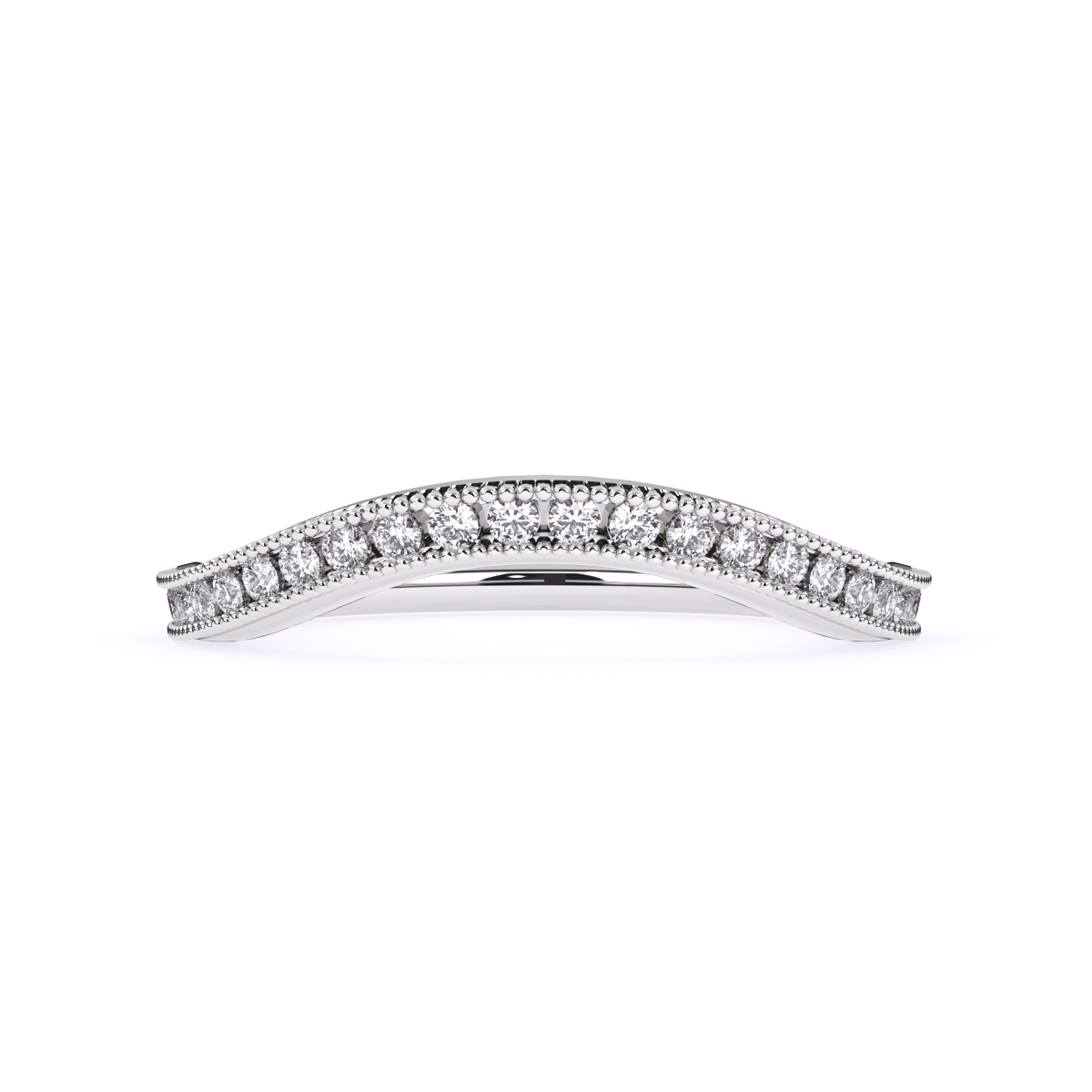 Stylish Vintage Milgrain Curved Wedding Band